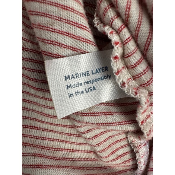 Marine Layer Womens Red White Striped Pocket T-Shirt Medium Made in USA - Picture 7 of 9